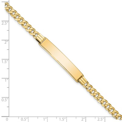 Pre-owned Superdealsforeverything Real 14kt Yellow Gold Curb Link Id Chain Bracelet; 8 Inch; Lobster Clasp