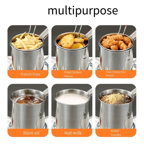 304 Stainless Steel Basket Pot Fryer Fry Deep Frying Fish Strainer with Clamp.