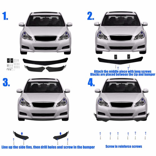 For Infiniti G37 Coupe Sedan Front Splitter Bumper Lip Spoiler Glossy+Strut Rods