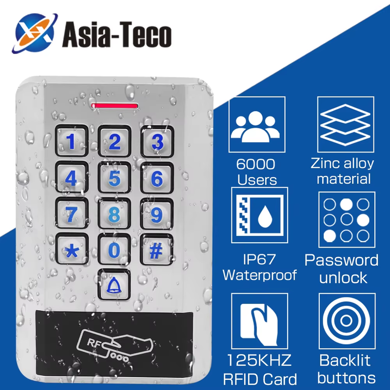 Access Control Backlight Waterproof IP68 Metal Door Standalone Access Control 60