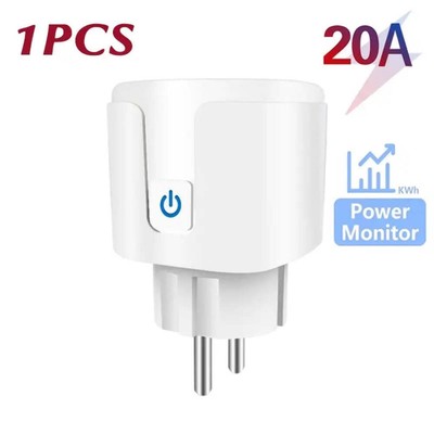 Tuya Wifi Smart Socket EU Plug 16/20A Power Monitor Remote Control SmartLife APP