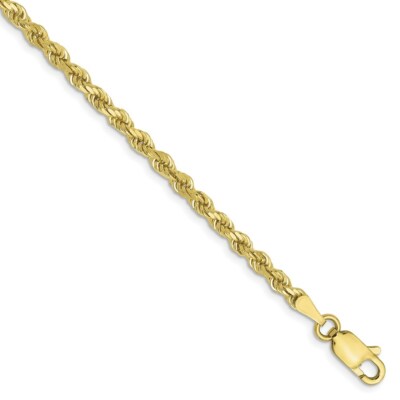 Pre-owned Superdealsforeverything Real 10kt Yellow Gold 2.75mm Diamond-cut Rope Chain Chain Bracelet; 7 Inch