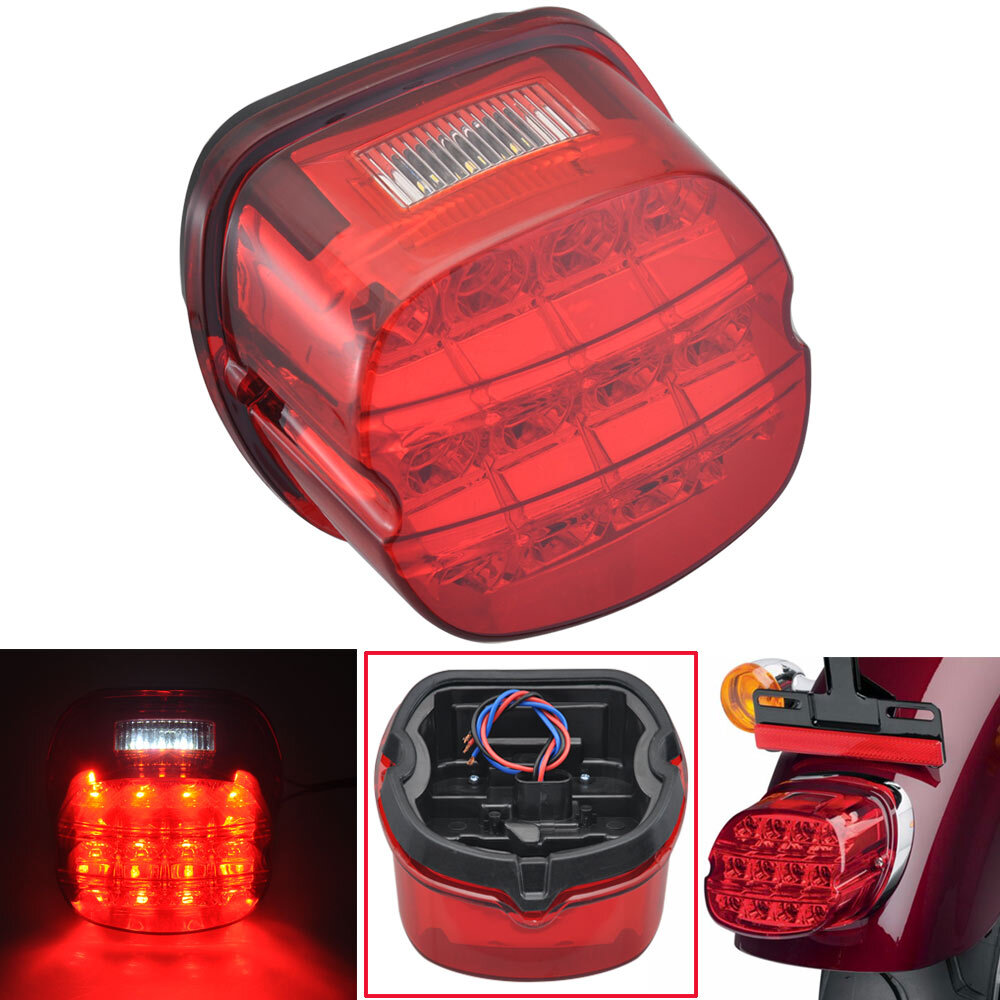 Motorcycle Red Lens LED Brake Tail Light For Harley Dyna Road King Electra Glide