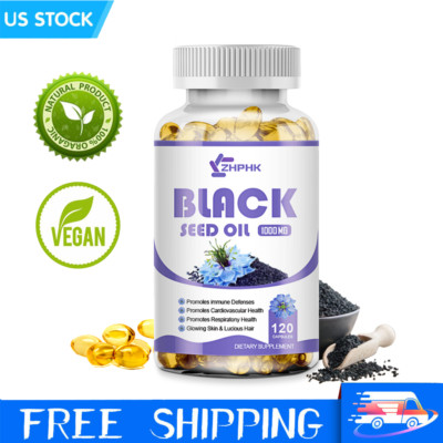 Black Seed Oil Capsules - 100% Pure Organic COLD PRESSED Cumin Nigella Sativa