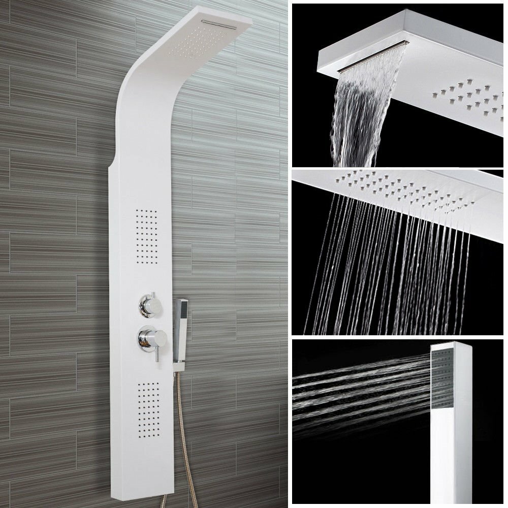 Modern Bathroom Shower Tower Panel with Waterfall Feature & Body Jets