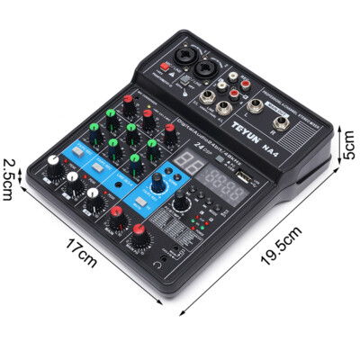 Pro 4-Channel Studio Audio Mixer Bluetooth USB DJ Live Sound Mixing Console new
