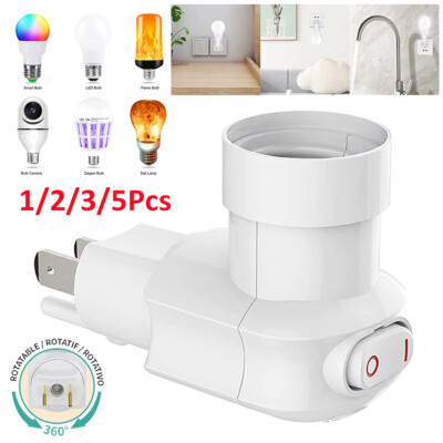 360° Plug in Light Socket Outlet to Light Bulb 3-Prong Outlet Socket Adapter E27