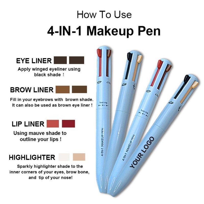 Makeup Eyebrow Enhancers Lip Liner Pen 4 In 1 Eyeliner Lying Silkworm Pen