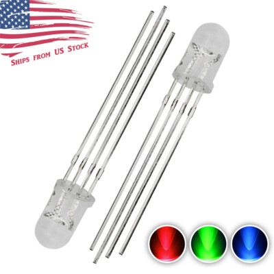 10pcs 5MM 4pin Common Anode Diffused RGB Tri-Color Red Green Blue LED Diodes US