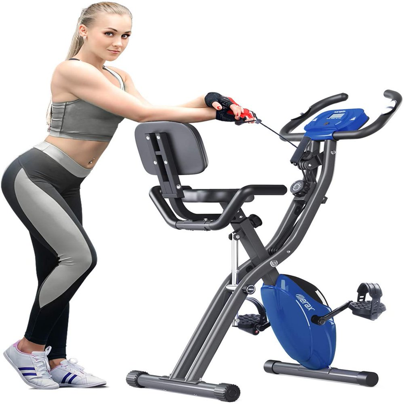 Folding Recumbent Exercise Bike, 3-In-1 Compact Stationary Bicycles Exercise Bik