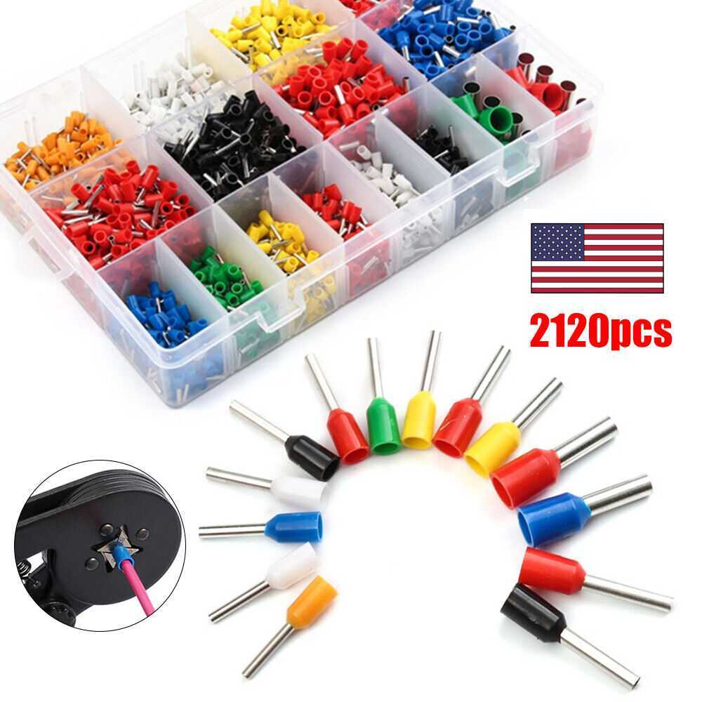 2120PCS Connectors Cord Wire Crimp Cable Pin End Bootlace Ferrule Terminals Kit