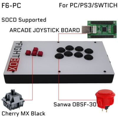 Fightbox F6 Keyboard Button Leverless Arcade Game Controller PC/PS/Xbox/Switch