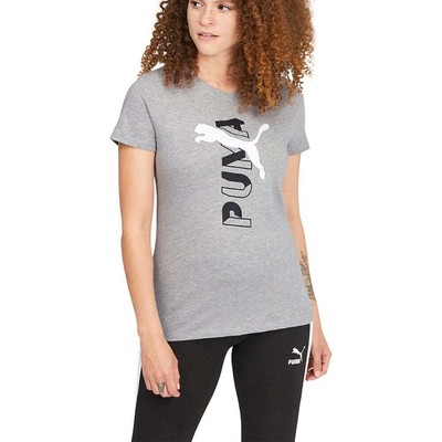 

Футболка Puma Modern Sports с круглым вырезом и коротким рукавом с логотипом женская, размер , повседневная, Grey