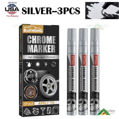 6× Liquid Mirror Chrome Marker Set DIY Car Paint Pen Metal Marker Plated Pens US