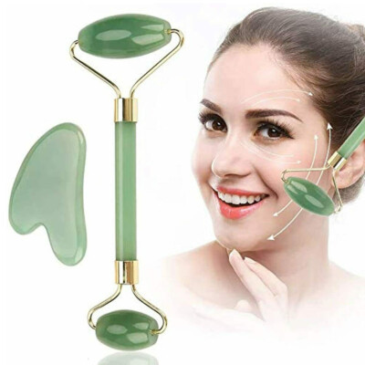 Beauty Facial Body Massage Natural Rose Quartz Jade Roller and Gua Sha Set