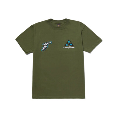 

HUF x Goodyear Grand Prix Triple Triangle Lifestyle Футболка мужская оливковая, Зеленый, HUF x Goodyear Grand Prix Triple Triangle Lifestyle T-Shirt