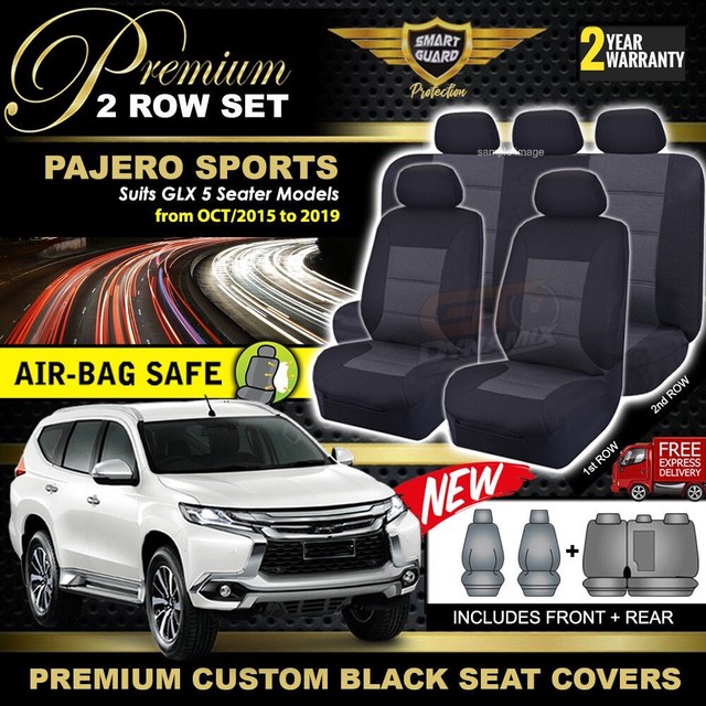 Premium BLACK SEAT COVERS Mitsubishi Pajero SPORTS GLX 2 ROW5 SEATER
