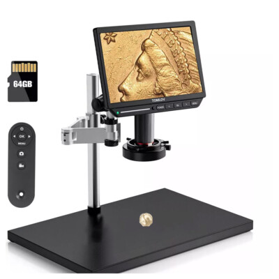 TOMLOV Flex Arm Digital Microscope 4K Coin Microscope 52MP 2000x Magnification