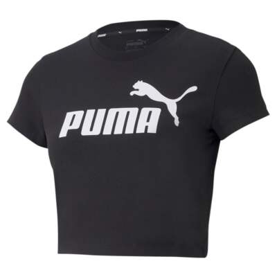 

Puma Ess Slim Logo Crew Neck Футболка с короткими рукавами женская Размер  Повседневная 586865-0, Черный