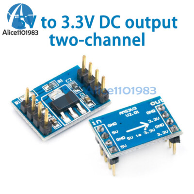 1-10pcs AMS1117 Voltage Regulator Module DC5V to DC3.3V Output Dual Channel