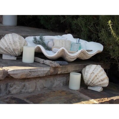 Large Clam Shell Decor Tray Display Seashell Beach Bowl Indoor Realistic Accent