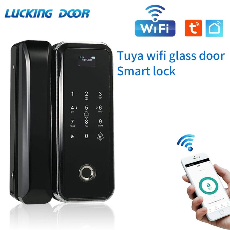 Tuya App Smart WIFI Lock Office Intelligent Fingerprint Digital Glass Door Lock