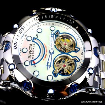 Pre-owned Invicta Reserve Venom Fusion Double Open Heart Automatic Steel Mop Watch