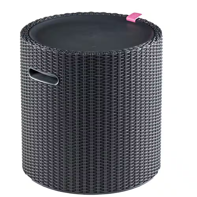Patio Cooler Table Ice Bucket Side Table Outdoor Rattan Drink Cooler 10 Gal
