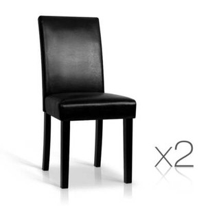 Artiss Set of 2 PU Leather Dining Chairs - Black | Dining Chairs