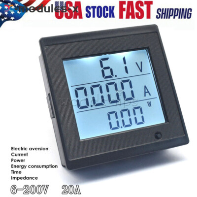 DC6-200V 20A Digital Voltmeter Ammeter Voltage Amp Current Meter Power Tester US