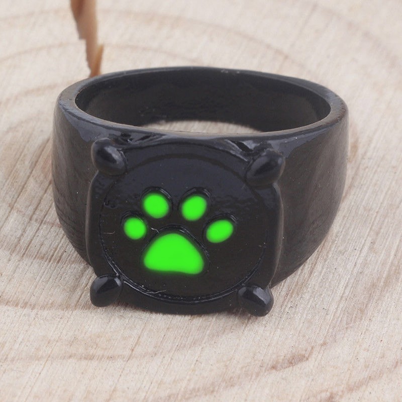 Anime Black Cat Ring Noir Cartoon Green Pawprint Cat Metal Ring For Cosplay Ebay