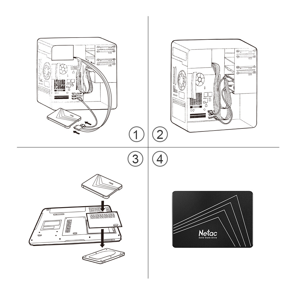 Netac 256GB SSD 2.5'' SATA III 6Gb/s Internal Solid State Drive 500MB/s PC/Latop