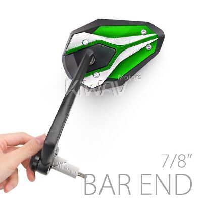Bar end mirrors VIPERII black & green fits 7/8'' hollow bar ID 14mm to 20mm