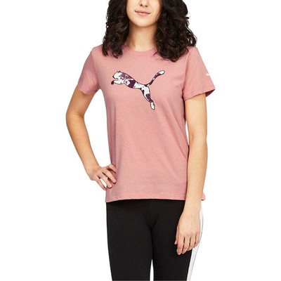 

Puma Cat Fill Summer Graphic Crew Neck Short Sleeve Womens Size  671362-24, Розовый