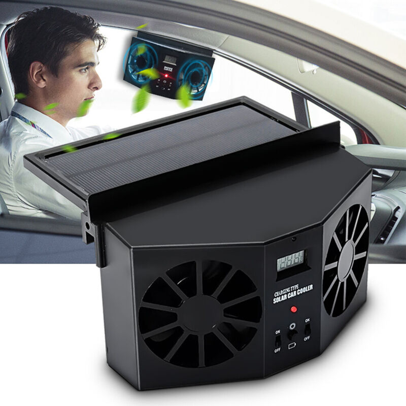 Solar Powered Car Cooling Fan Cooler Auto Window Air Vent Exhaust Ventilation