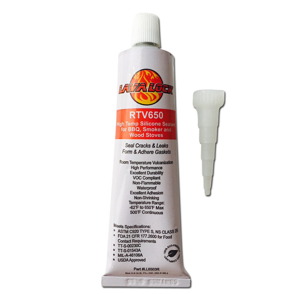 LavaLock® Red RTV 650 F BBQ smoker & Wood stove adhesive sealer gasket maker 3oz