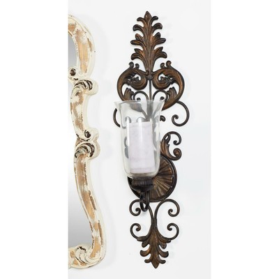 Old Fashioned Victorian Wall Candle Sconce Hurricane Pillar 