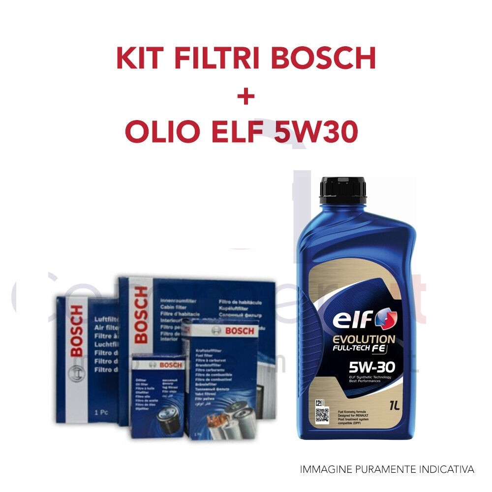 KIT TAGLIANDO FILTRI BOSCH + OLIO ELF 5W30 NISSAN JUKE 1.5 dCI 81KW 110CV