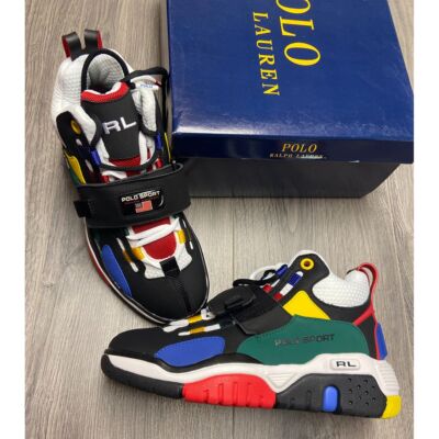 Polo Ralph Lauren PS100 boys grade school black / white / multi sneakers