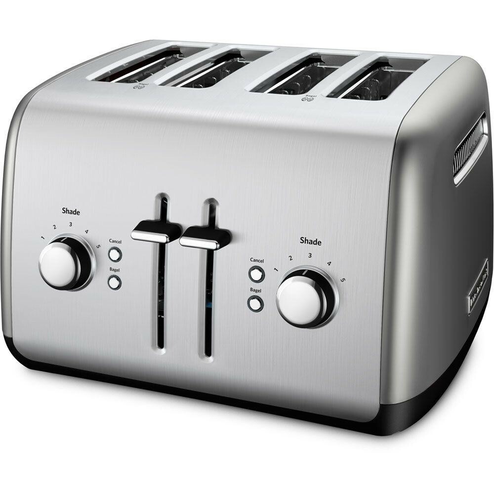 KitchenAid All-Metal Polished Stainless Steel RKMT4115SS 4-Slice Silver Toaster