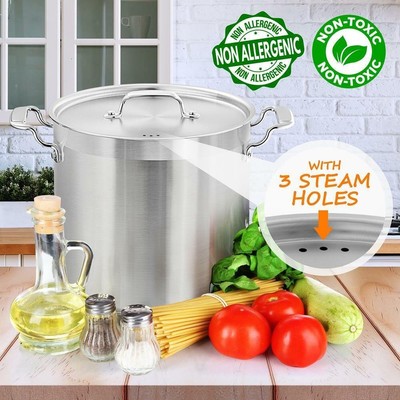 Nutrichef Stainless Steel Cookware Stockpot - 20 Quart, Heavy Duty Induction Pot