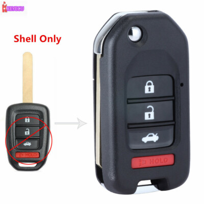Upgraded Uncut Flip Remote Key Shell Case 4Button for Honda Accord Civic 2013-17