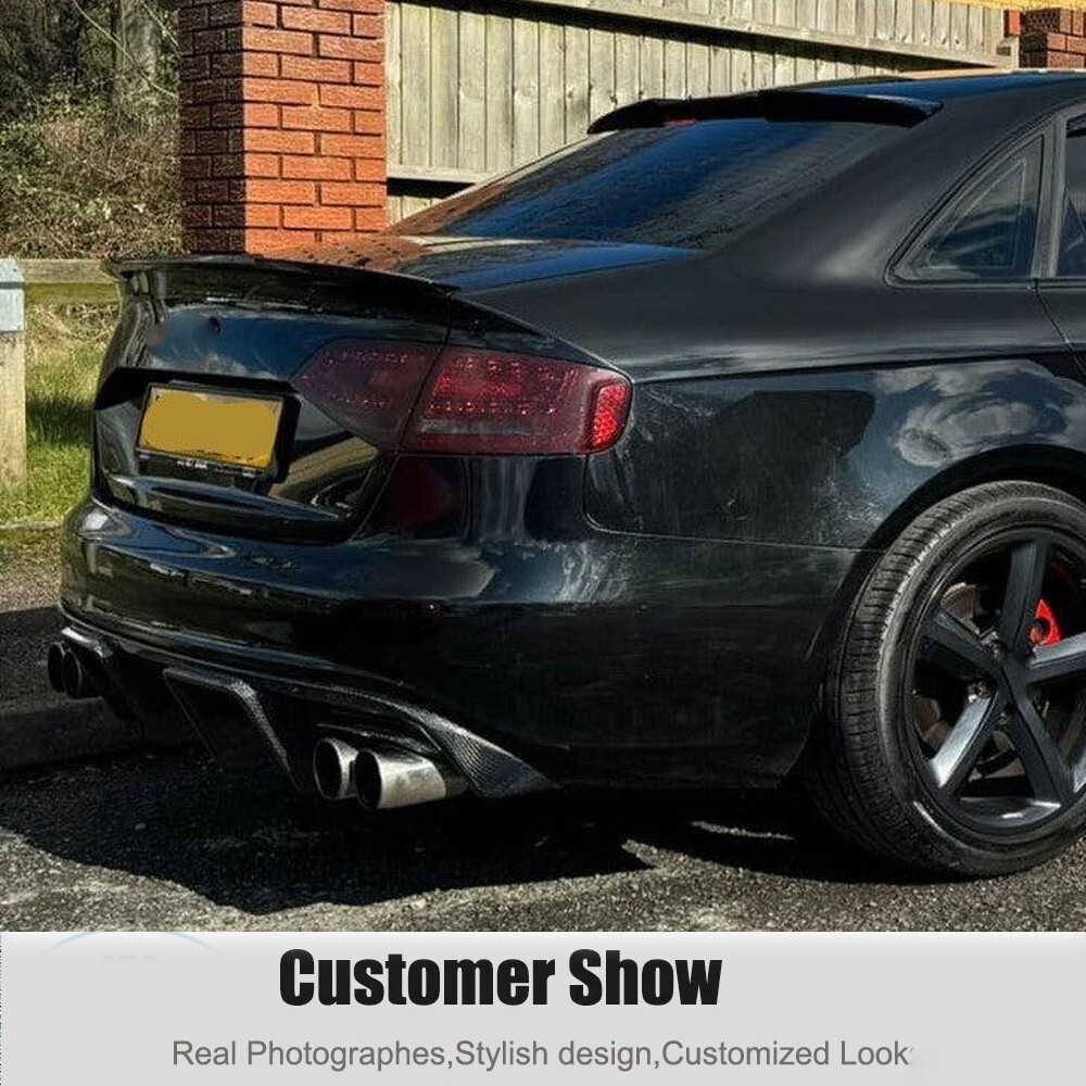 Real Carbon Fiber Rear Bumper Lip Diffuser Spoiler for Audi S4 B8 Sedan 2008-12