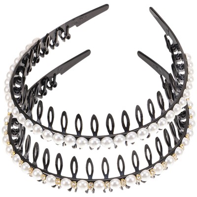  2 Pcs Pearls Headbands for Women Attractive Popular Bride Miss