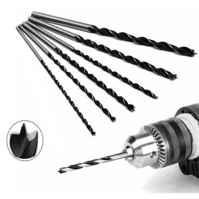 7 Pcs Extra Long Brad Point Drill Bit Set 12'' 300mm Carbon Steel Wood Drill Bits