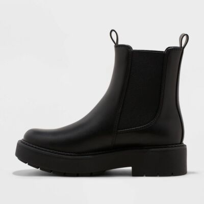 A New Day Women's Faux Leather Ankle Chelsea Boots Block Heel Memory