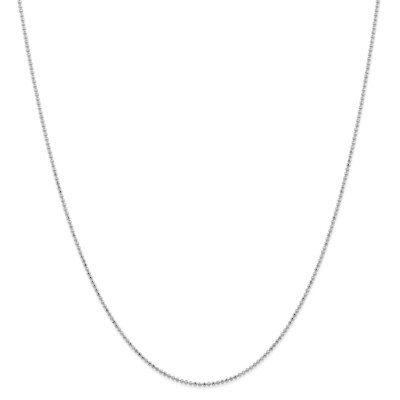 Pre-owned Superdealsforeverything Real 14kt White Gold 1.2mm Diamond -cut Beaded Pendant Chain; 24 Inch