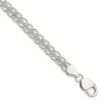 Sterling Silver Polished and Textured 7.5 in Bracelet 13.39g