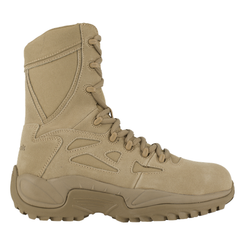 Pre-owned Reebok Work Men's 8" Rapid Response Composite Toe Stealth Boot With Side Zipper In Desert Tan