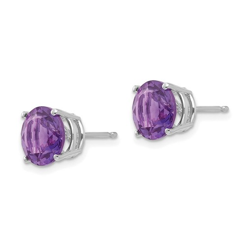 Pre-owned Goldia 14k White Gold 8mm Amethyst Earrings